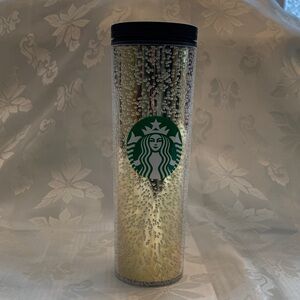 Starbucks 2020 Glittering Gold Bubble Hot Tumbler with Black Top